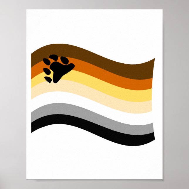 Bear Pride Paw Wavy Flag Poster (Front)