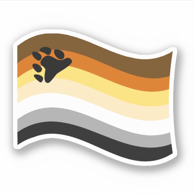 Bear Pride Paw Wavy Flag Sticker (Front)