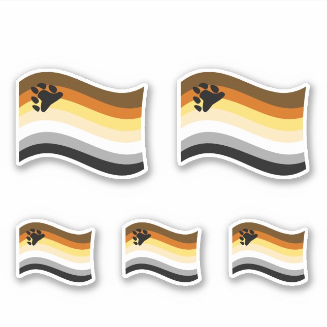Bear Pride Paw Wavy Flag Sticker (Front)