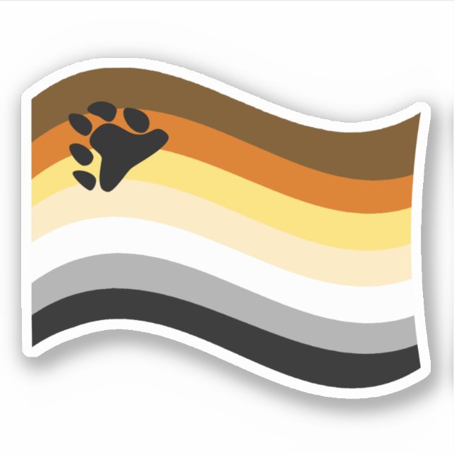 Bear Pride Paw Wavy Flag Sticker (Front)