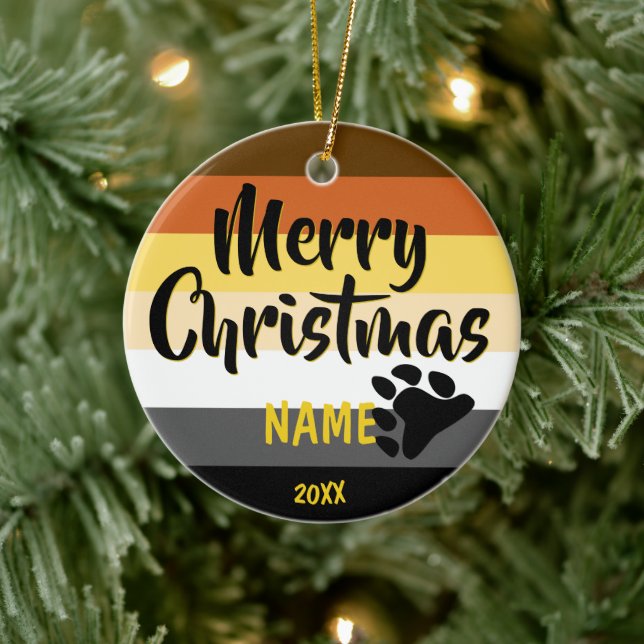Bear Pride Personalized Christmas Ceramic Ornament (Tree)