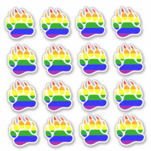 Bear Pride Rainbow Flag Bear Paw Sticker