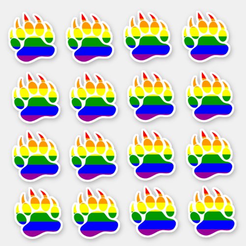 Bear Pride Rainbow Flag Bear Paw Sticker