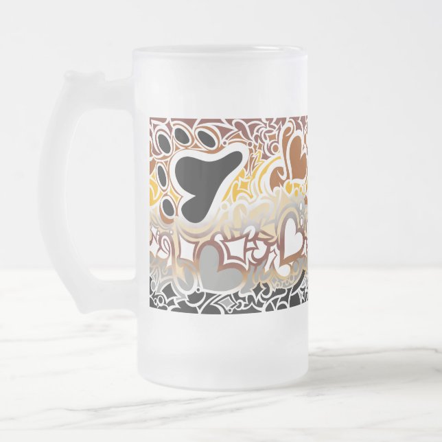 Bear Pride Squiggle Frosted Glass Beer Mug (Left)