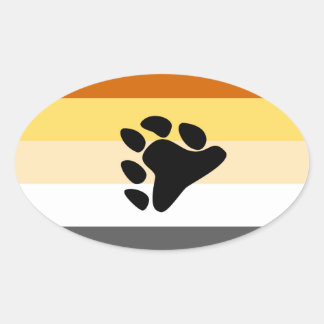 BEAR PRIDE STRIPED PAW HORIZONTAL OVAL STICKER