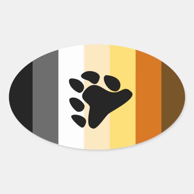BEAR PRIDE STRIPED PAW VERTICAL OVAL STICKER (Front)