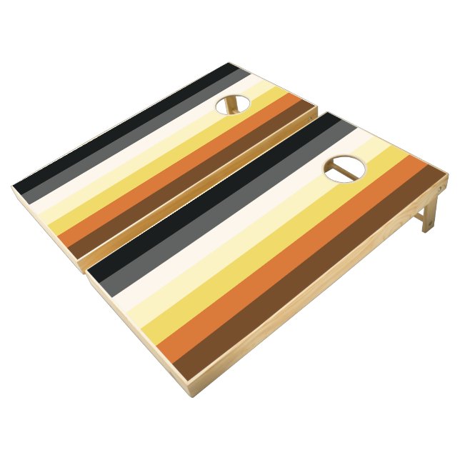 Bear Pride Stripes Cornhole Set (Angled)