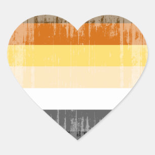 BEAR PRIDE STRIPES DISTRESSED DESIGN HEART STICKER