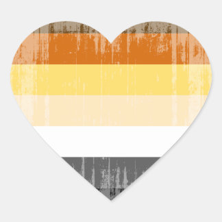 BEAR PRIDE STRIPES DISTRESSED DESIGN HEART STICKER