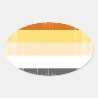 BEAR PRIDE STRIPES DISTRESSED DESIGN OVAL STICKER