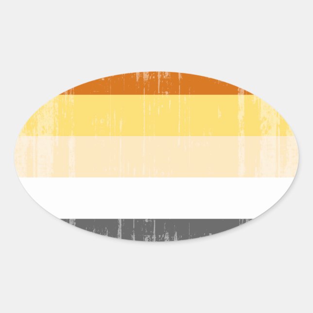 BEAR PRIDE STRIPES DISTRESSED DESIGN OVAL STICKER (Front)