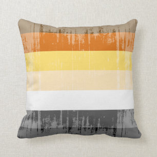 BEAR PRIDE STRIPES DISTRESSED DESIGN THROW PILLOW