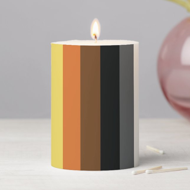 Bear Pride Stripes Pillar Candle (In Situ)