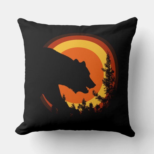 Bear Pride Sunset Bear Flag Colors Throw Pillow (Front)