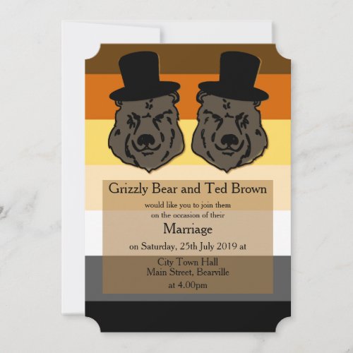 Bear Pride Wedding Invitation Full Flag