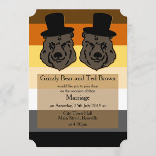 Bear Pride Wedding Invitation Full Flag