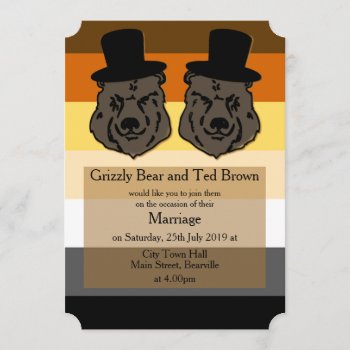 Bear Pride Wedding Invitation Full Flag by AGayMarriage at Zazzle