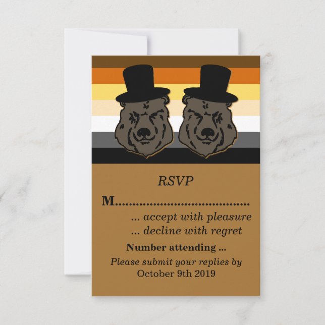 Bear Pride Wedding RSVP for Gay Grooms Invitation (Front)