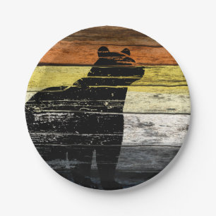 Bear Pride Wood Art Paper Plates