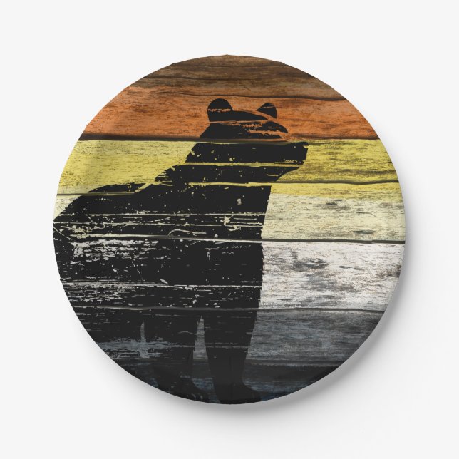 Bear Pride Wood Art  Paper Plates (Front)