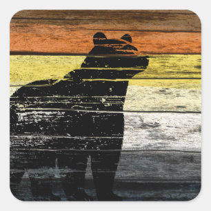 Bear Pride Wood Art  Square Sticker