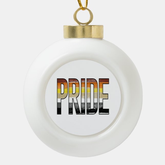 Bear Pride Word Ceramic Ball Christmas Ornament (Front)