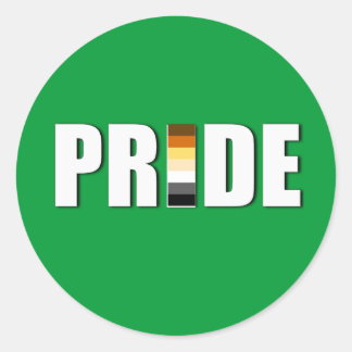 BEAR PRIDE WORD FLAG CLASSIC ROUND STICKER