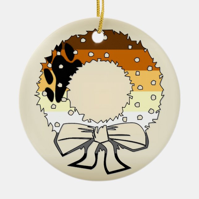 Bear Pride Wreath Ceramic Ornament (Front)