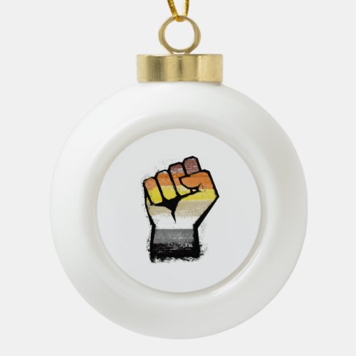 Bear Protest Fist Ceramic Ball Christmas Ornament