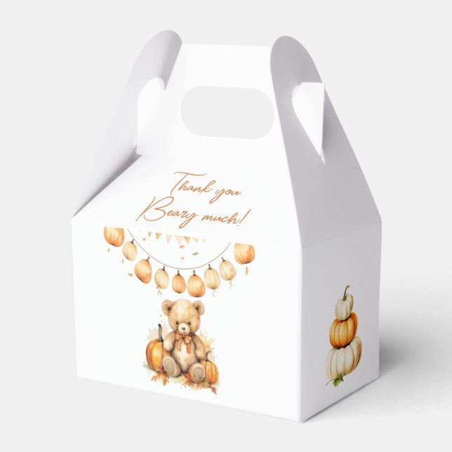 Bear Pumpkin Bearly Wait Baby ShowerFavor Box (Front Side)