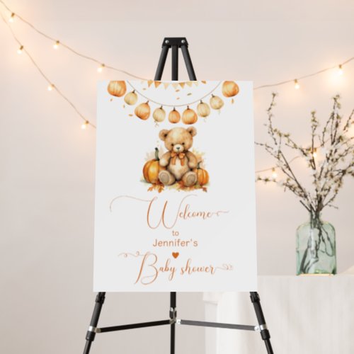 Bear pumpkin fall baby shower welcome Foam Boards