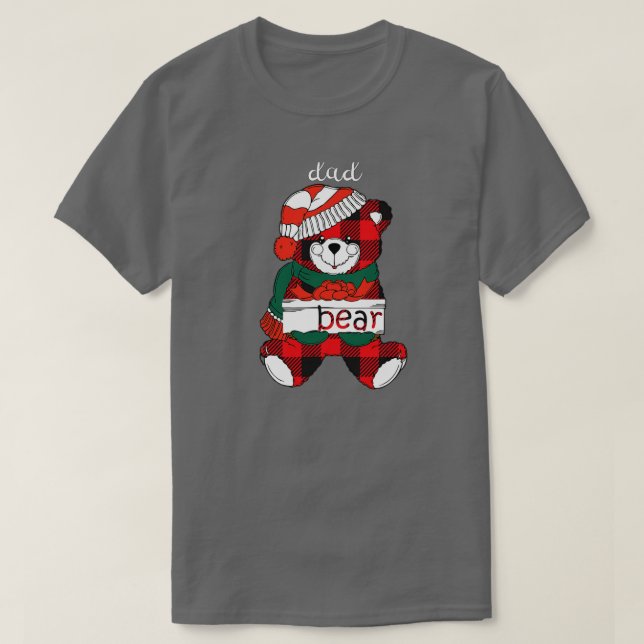 Bear Pyjama Red Plaid Buffalo Family (23) T-Shirt (Design Front)