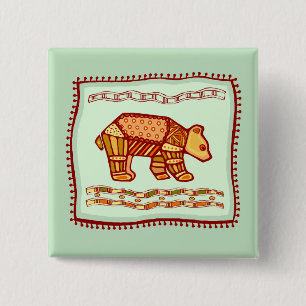 Bear Quilt Pinback Button