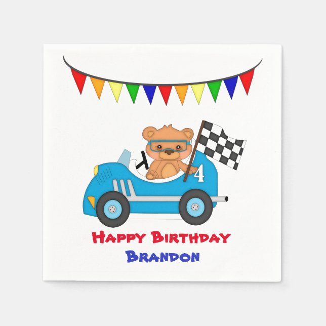 Bear Race Birthday Boy Paper Napkins (Front)