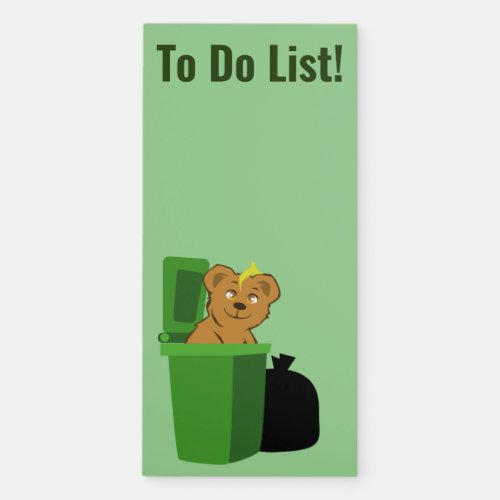 Bear Raiding the Trash Bin Magnetic Notepad