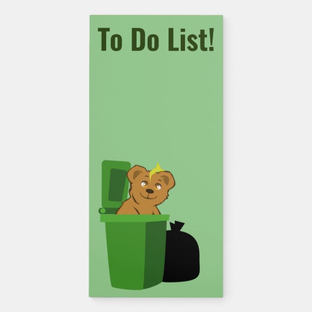 Bear Raiding the Trash Bin Magnetic Notepad (Front)