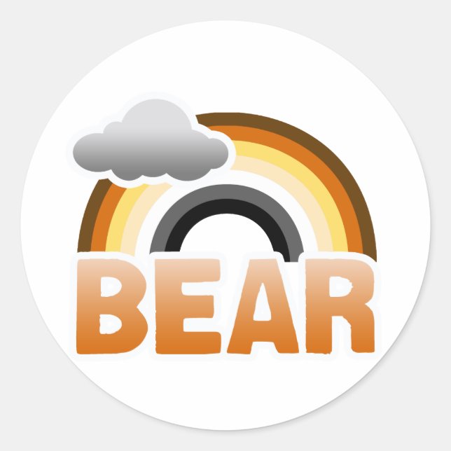 BEAR RAINBOW CLASSIC ROUND STICKER (Front)