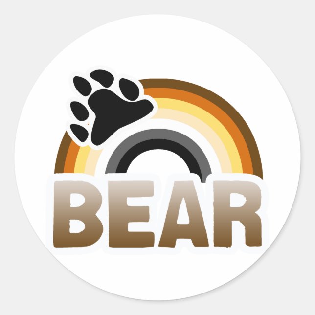 BEAR RAINBOW FLAG CLASSIC ROUND STICKER (Front)