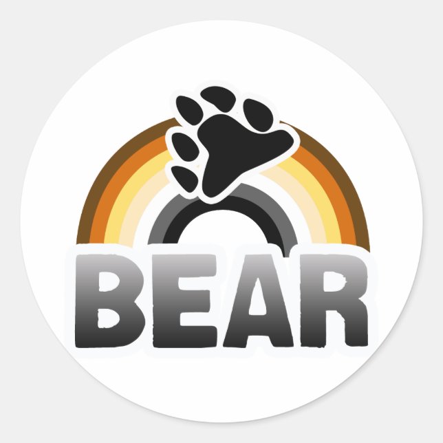 BEAR RAINBOW FLAG CLASSIC ROUND STICKER (Front)