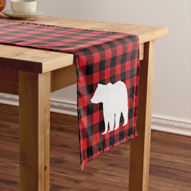 Bear Red Buffalo Check Pattern Table Runner (In Situ)