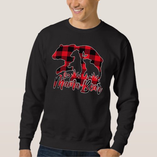 Bear Red Plaid Matching Buffalo Pajama Family Mom Sweatshirt