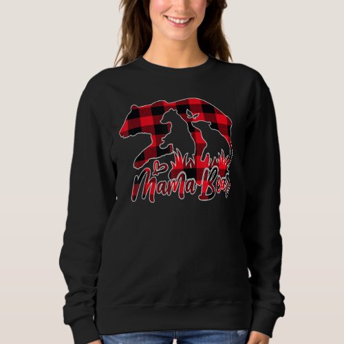 Bear Red Plaid Matching Buffalo Pajama Family Mom Sweatshirt