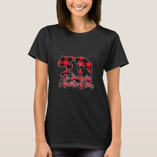 Bear Red Plaid Matching Buffalo Pajama Family Mom  T_Shirt
