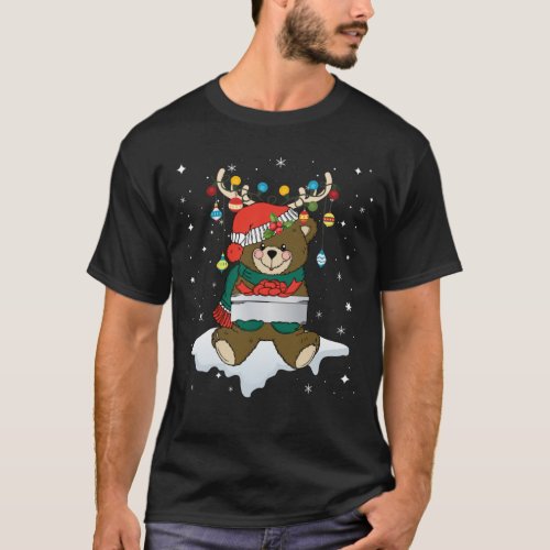 Bear Reindeer Santa Noel Costume Dancing On Snow M T_Shirt