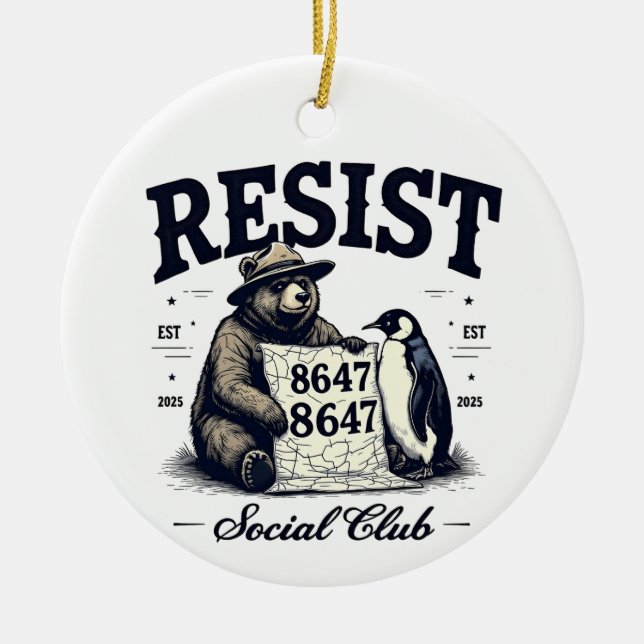 Bear Resist Protect National Park Anti Trump 8647  Ceramic Ornament (Front)