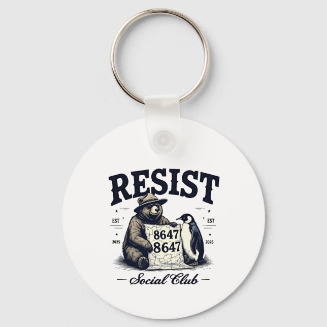 Bear Resist Protect National Park Anti Trump 8647  Keychain (Front)