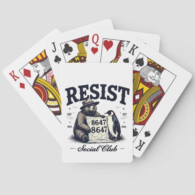 Bear Resist Protect National Park Anti Trump 8647  Poker Cards (Back)