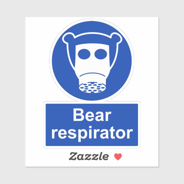 Bear respirator parody gas mask safety sticker (Sheet)