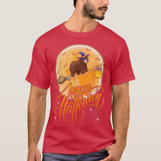 Bear Ride Witch Shotgun Moon Vintage Bear Hallowee T-Shirt