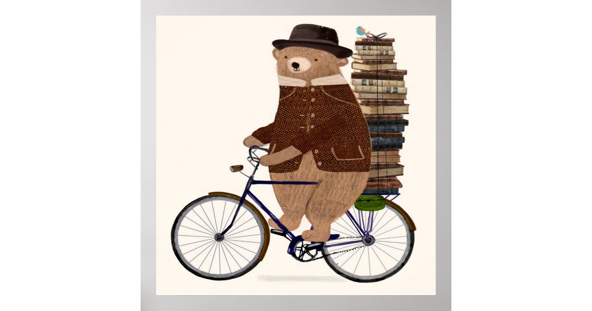 Bear Riding A Bike Gift| Cute Bear For Birthday Poster | Zazzle
